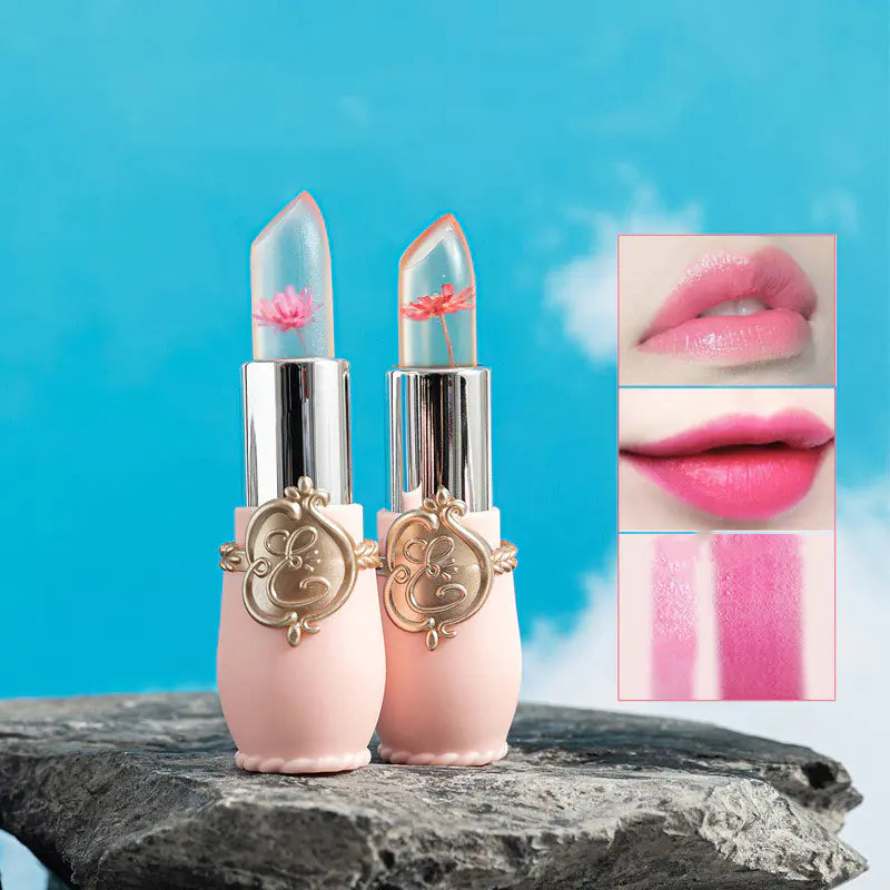 Color Changing Dried Flower Jelly Lip Balm for Women