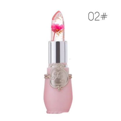 Color Changing Dried Flower Jelly Lip Balm for Women