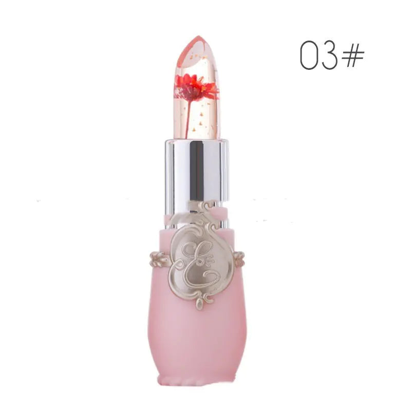 Color Changing Dried Flower Jelly Lip Balm for Women