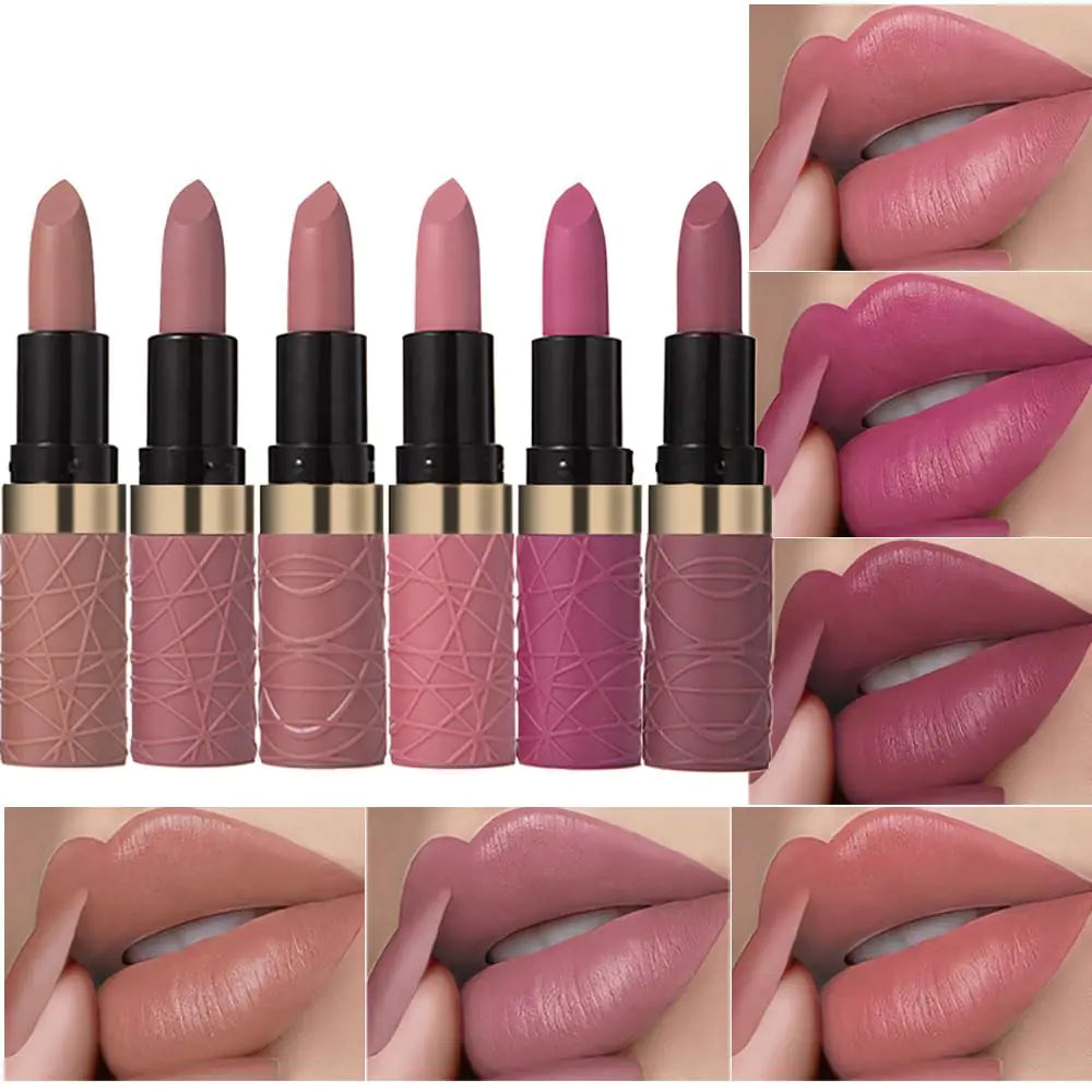 6 Pcs Brown Nude Pink Purple Red Lipstick Matte Sets